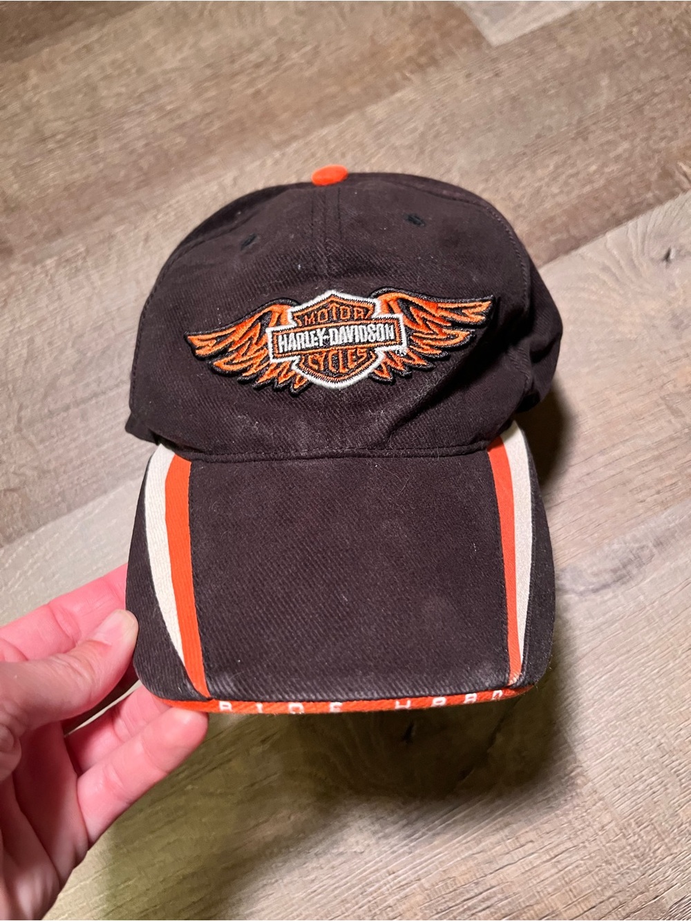 Harley-Davidson Black & Orange Embroidered Logo Baseball Cap Hat Ride Hard OSFA